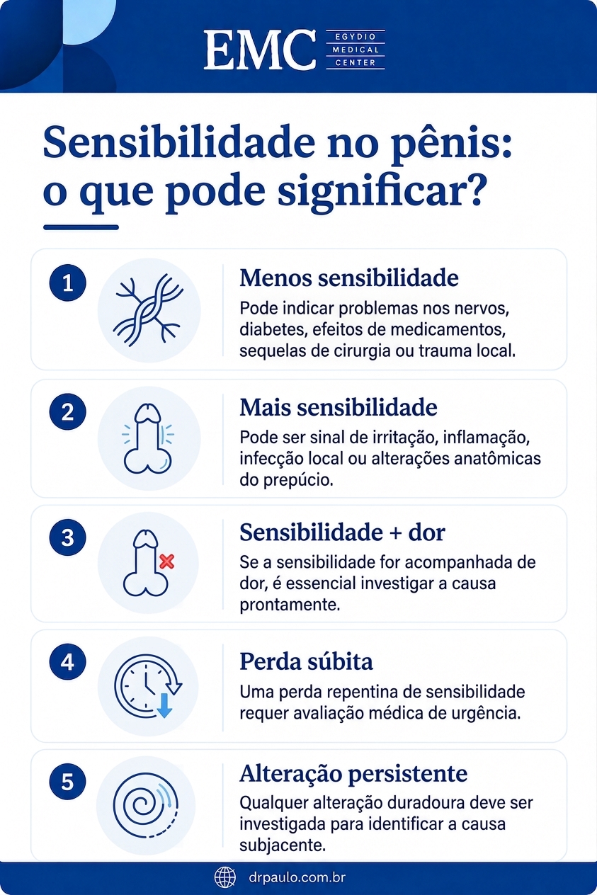 Infográfico explicando o que pode causar perda de sensibilidade
