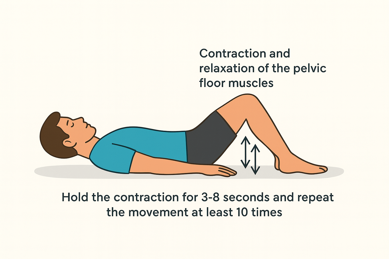 Man performing a lying Kegel exercise.