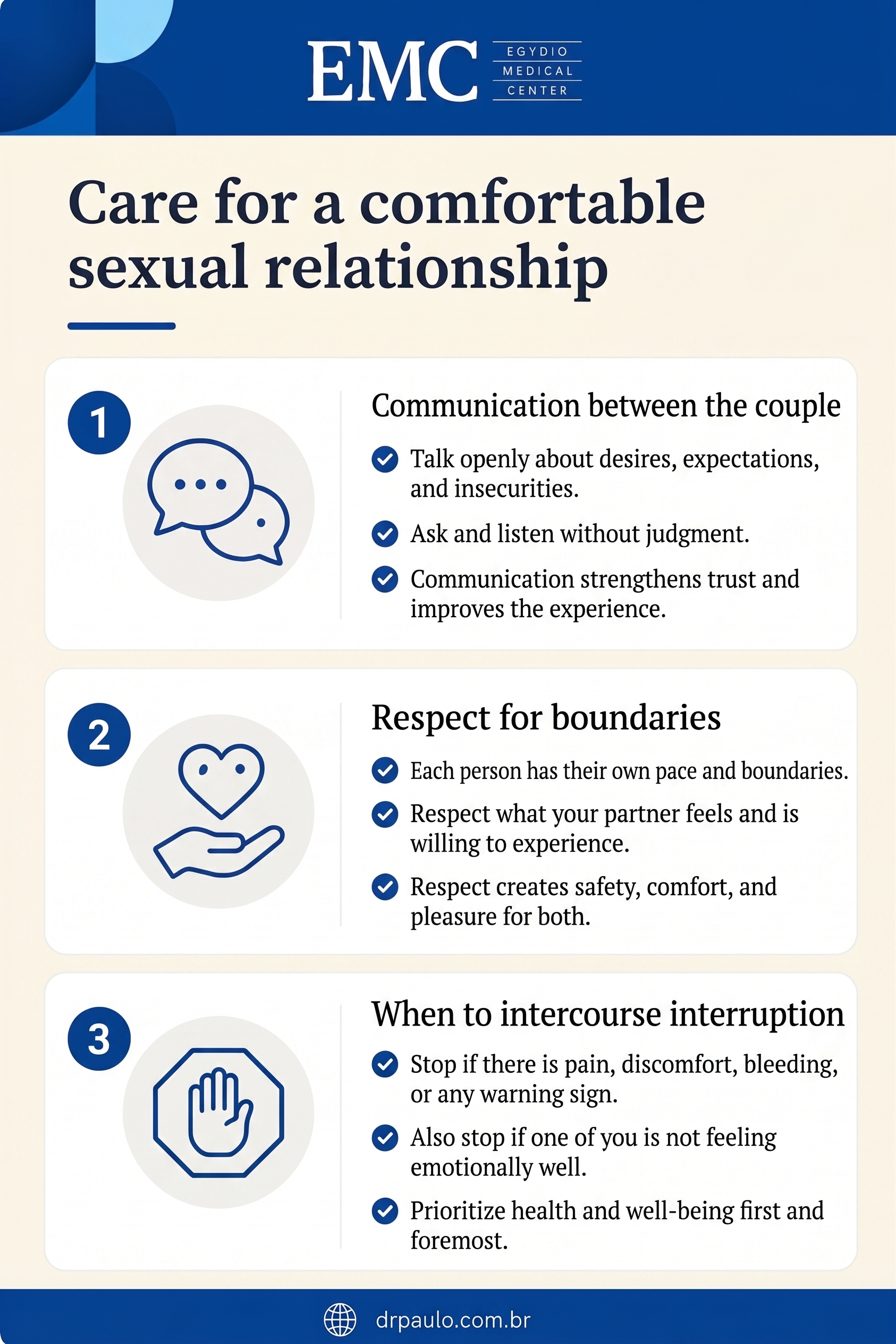 Infographic explaining tips for comfortable sexual intercourse