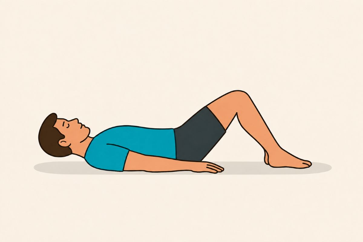 Ilustración de cómo realizar el movimiento de puente, un movimiento de los ejercicios de Kegel.