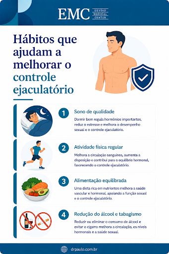 Infográfico com dicas para ajudar no controle ejaculatório