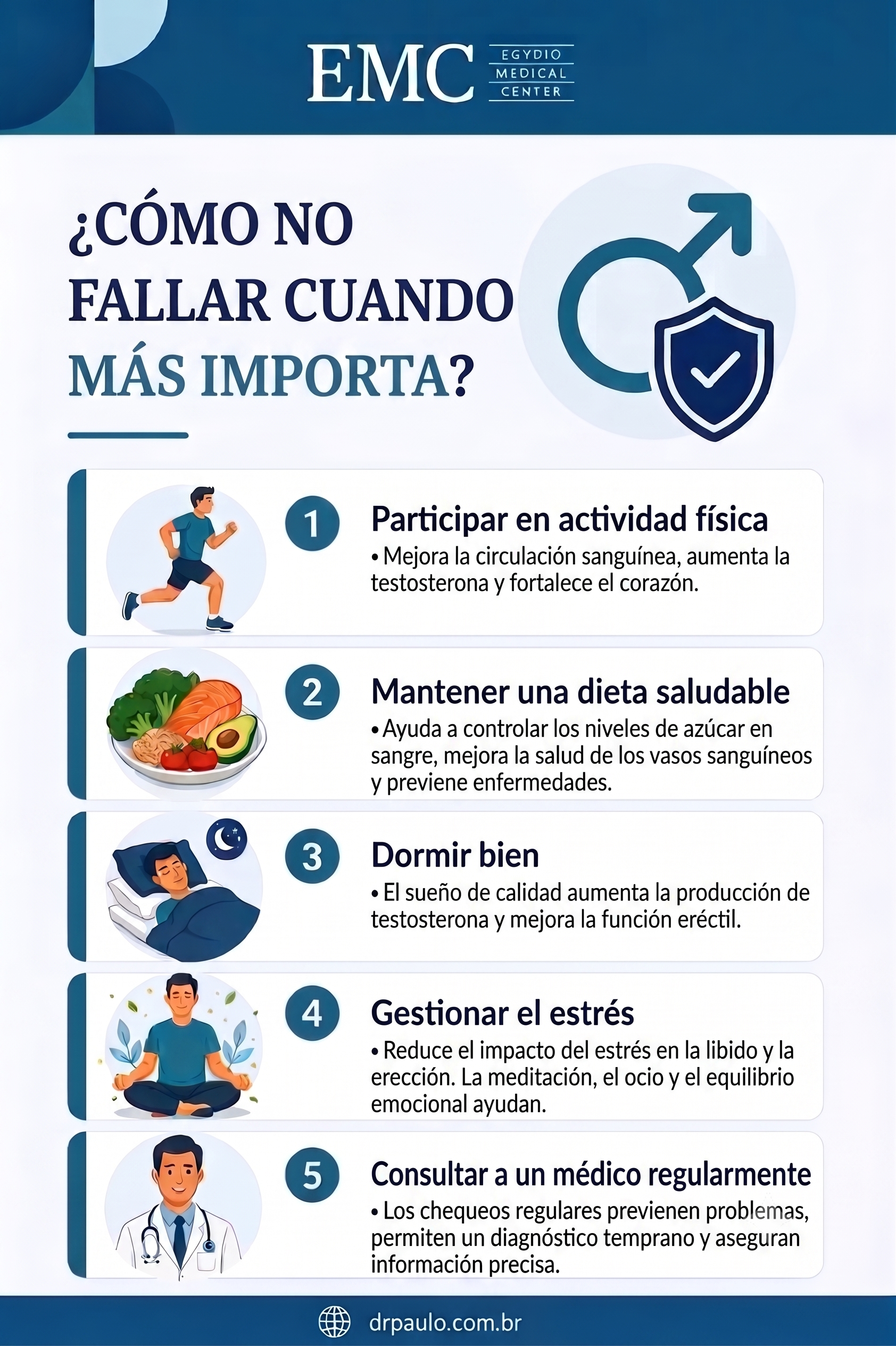 Infografía con consejos para no fallar en el momento de la relación sexual.