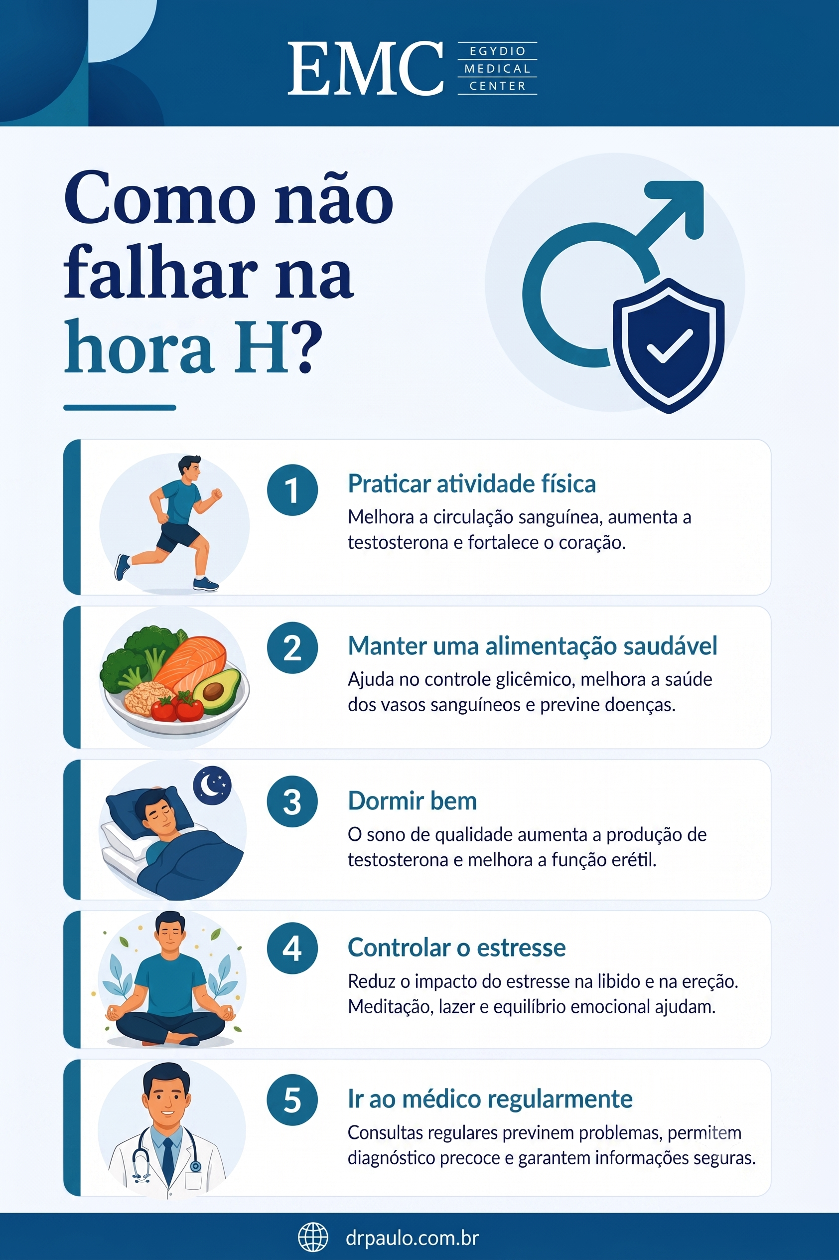 Infographic with tips to avoid erectile difficulties during sex.