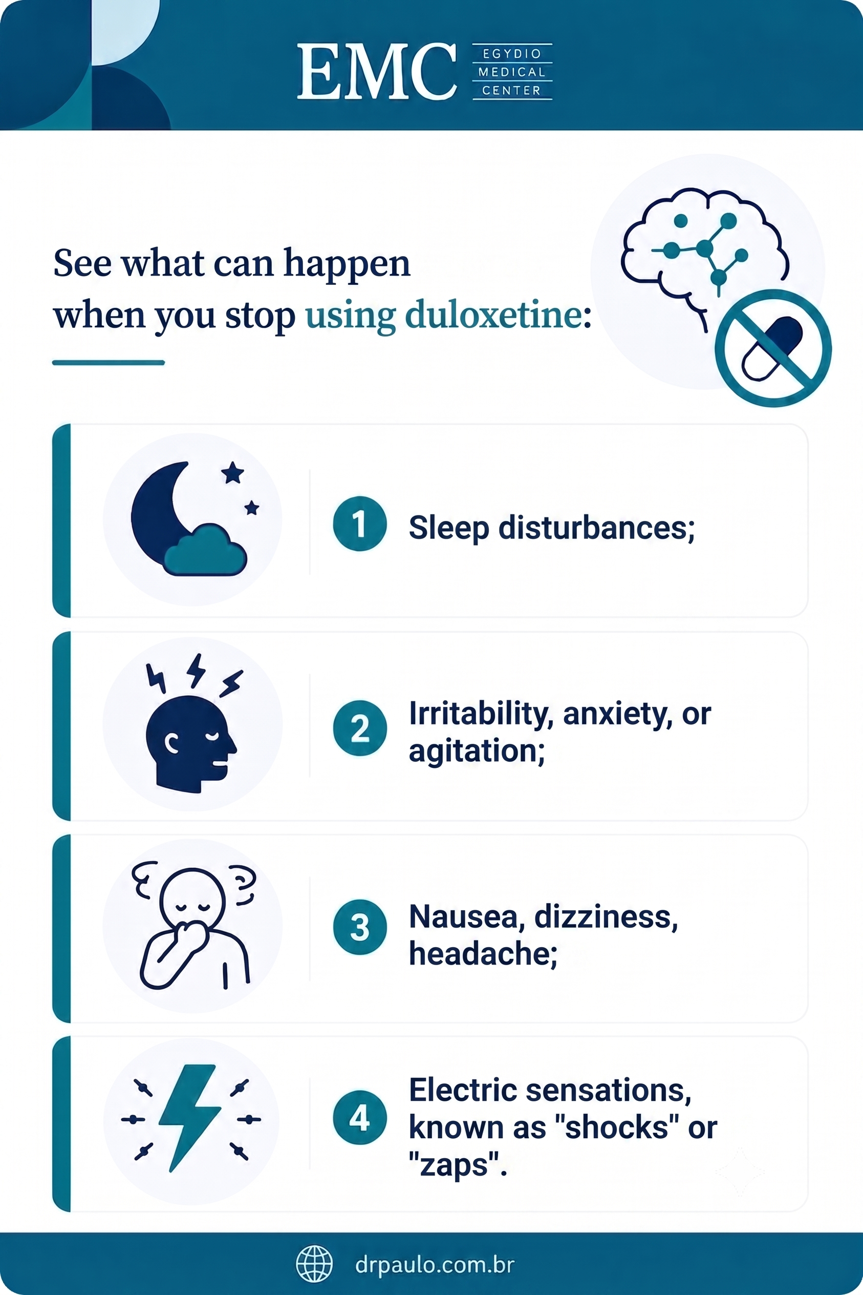 Infographic explaining why you should not stop taking duloxetine on your own