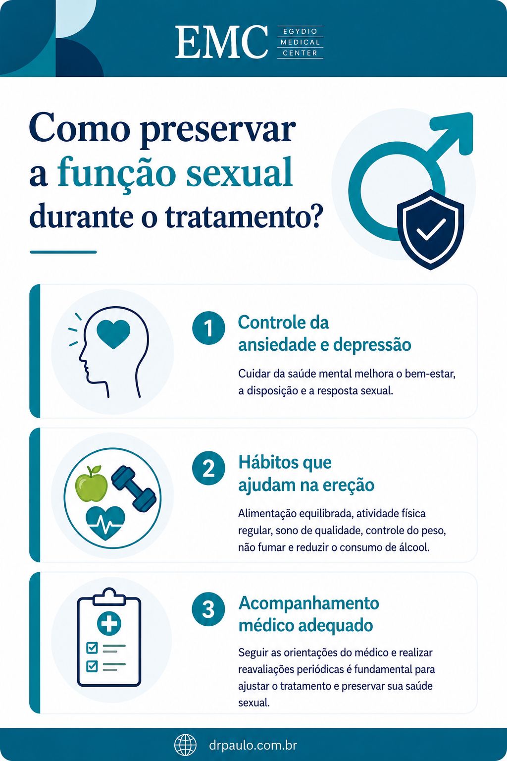 Infográfico com dicas sobre como preservar a função sexual durante o tratamento com mirtazapina