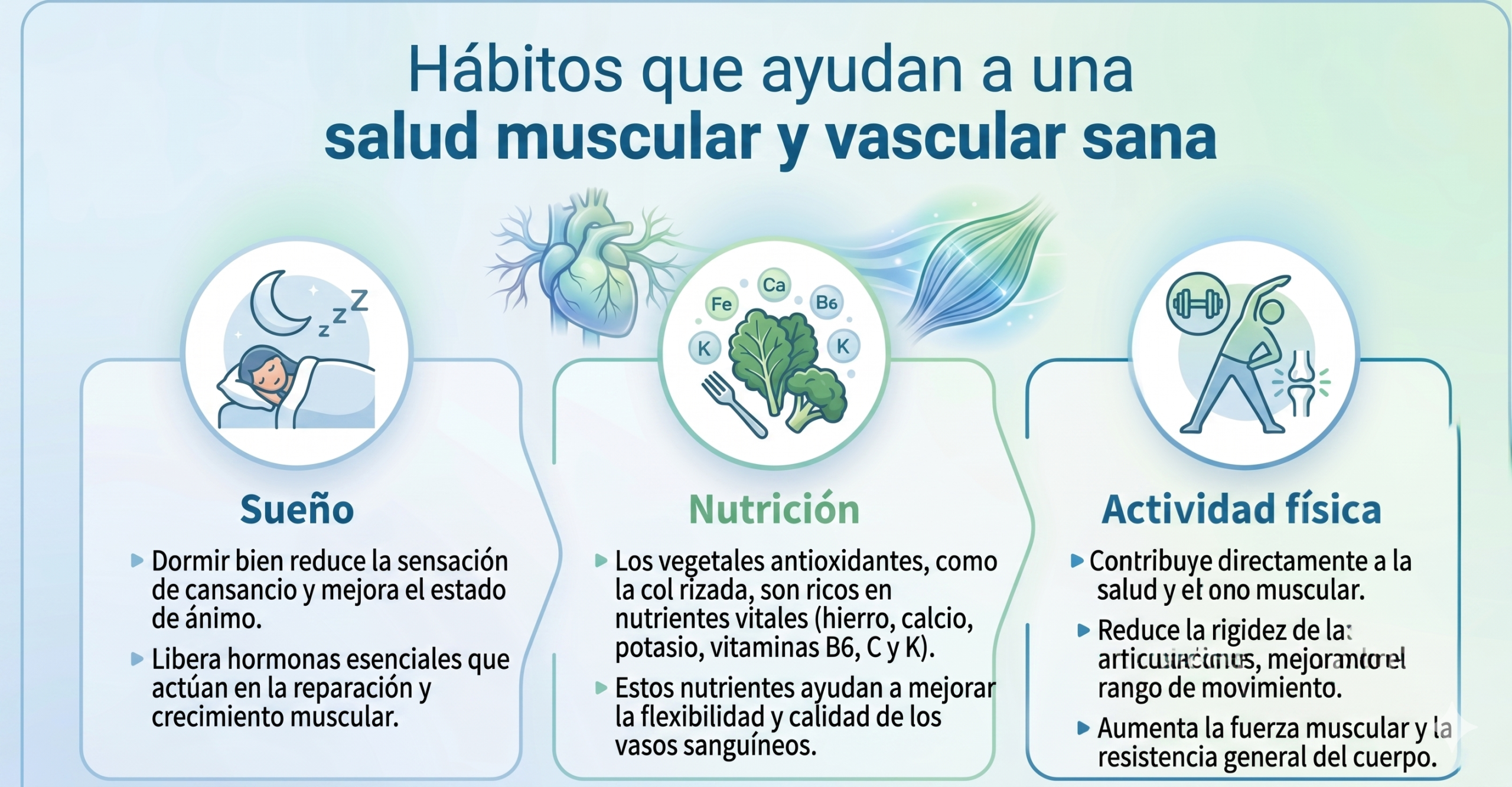 Infografía explicando medidas conjuntas para tratar la disfunción eréctil y las enfermedades autoinmunes: dormir bien, buena alimentación y actividad física.