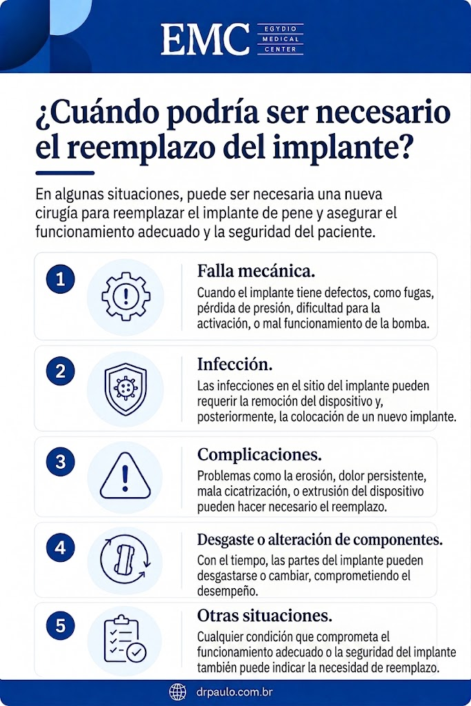 Infografía que explica cuándo considerar el reemplazo de la prótesis