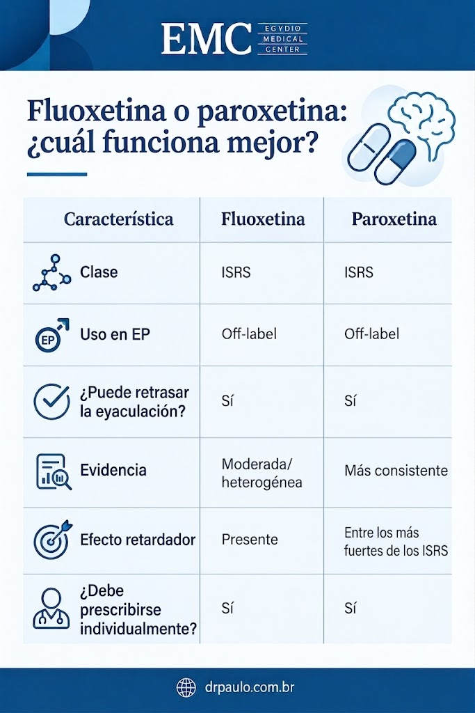 Infografía que explica cuál funciona mejor: ¿fluoxetina o paroxetina?