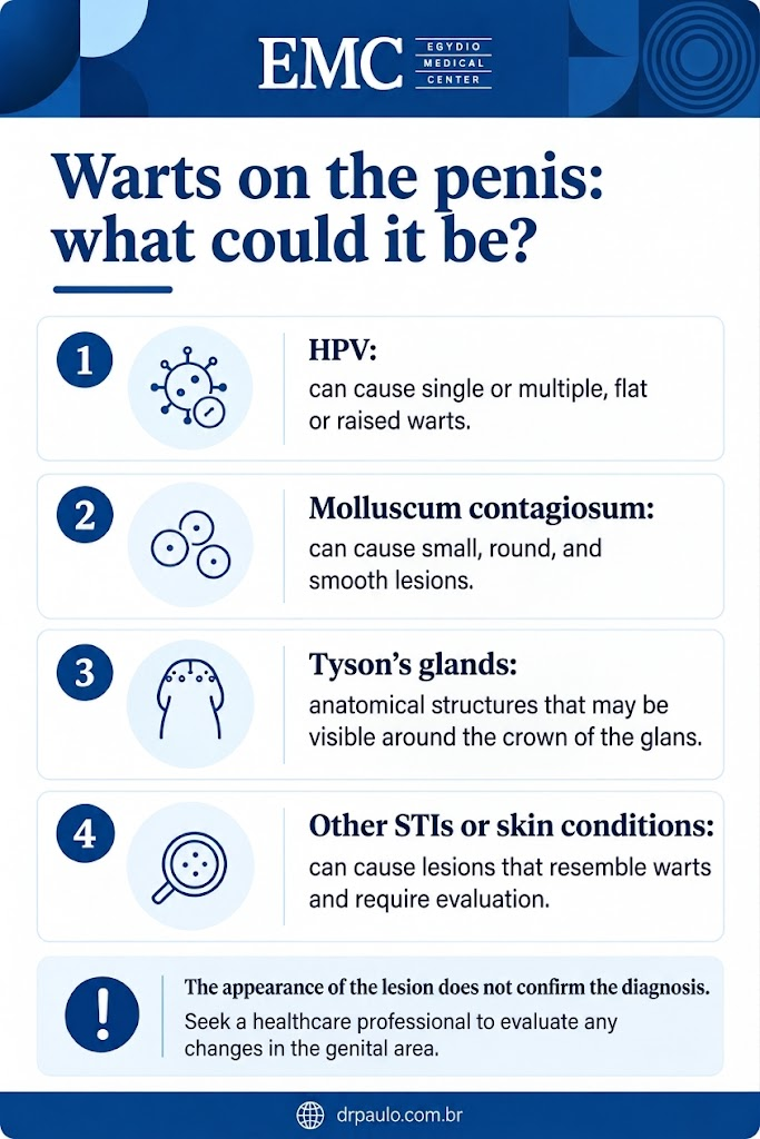 Infographic explaining causes of penile warts
